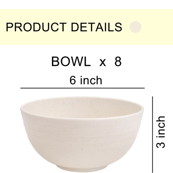 Rubtlamp 24 OZ Unbreakable Wheat Straw Bowls, 8 Piece - Picture 8 of 10